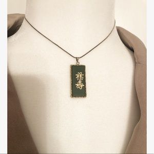 Green Jade Pendent “Happiness and Longevity”🐉🔥 Silver, Made in Italy